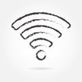 Wireless and wifi icon or sign for remote internet access. Podcast vector symbol in hand drawn style Royalty Free Stock Photo